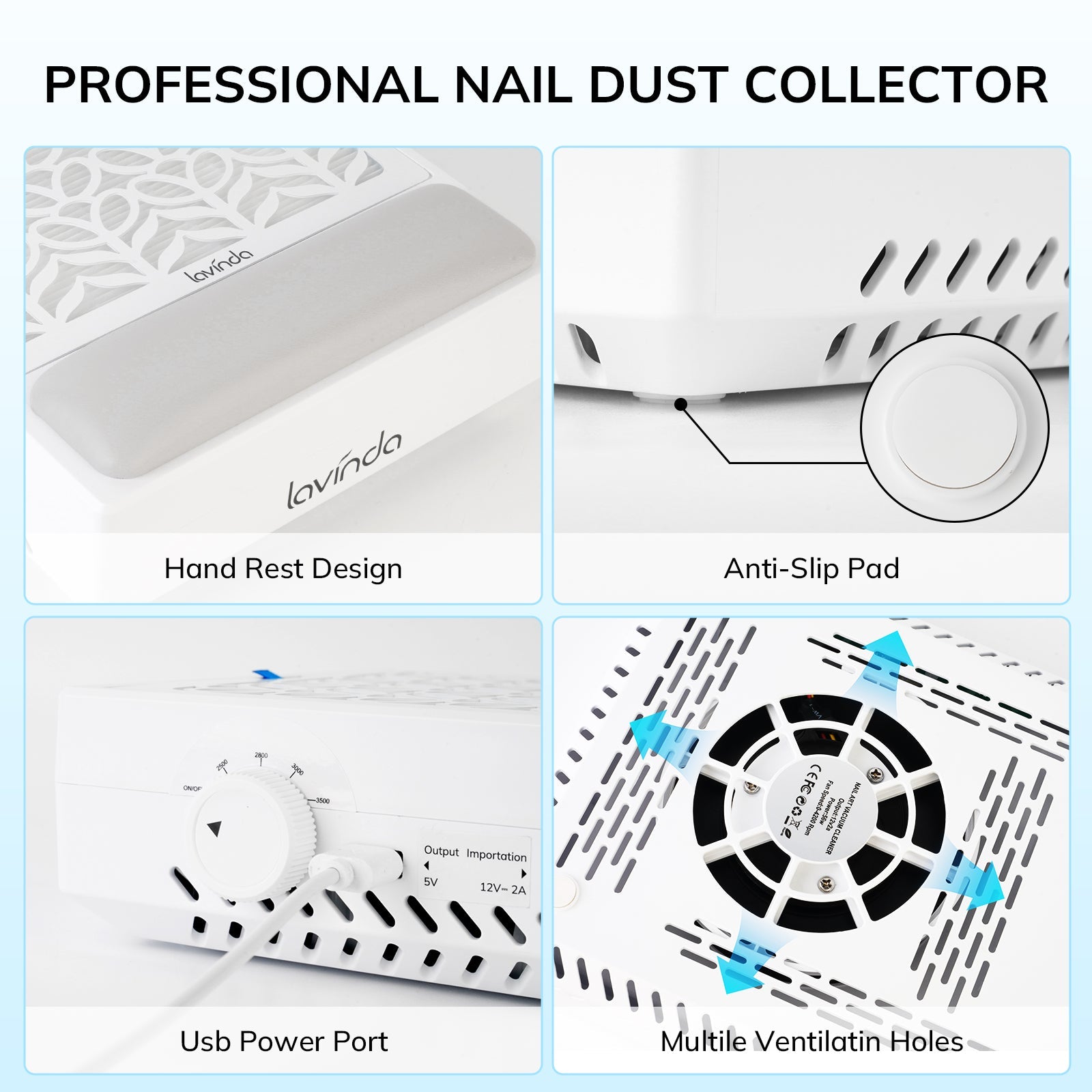 Pure™ Lite Nail Dust Collector - White