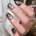 24PCS Cat Eye Short Reusable Press On Nail