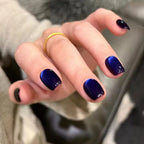 30Pcs Blue Cat eye short Press on Nails