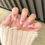 24Pcs Pink Cat's Eye Press on Nails