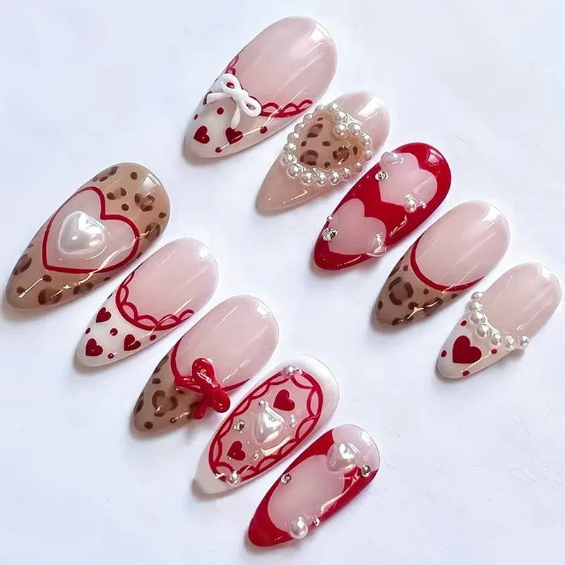 24PCS Sweet Pink French Press on Nails