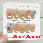 10Pcs French Style New Cute 3D Small Eyes Press on nails