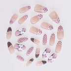 24PCS Sweet Pink French Press on Nails