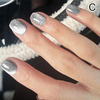 24PCS Cat Eye Short Reusable Press On Nail