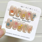 10Pcs French Style New Cute 3D Small Eyes Press on nails