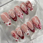 24PCS Sweet Pink French Press on Nails