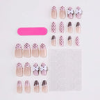 24PCS Sweet Pink French Press on Nails