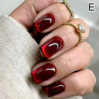24PCS Cat Eye Short Reusable Press On Nail