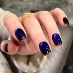 30Pcs Blue Cat eye short Press on Nails