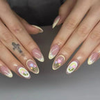 24Pcs Pink Cat's Eye Press on Nails
