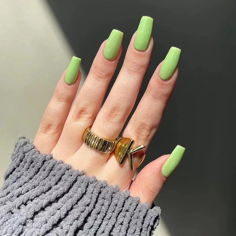 24p/set Long French Full Coverage Acrylic Press on Nails