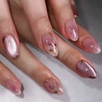 24Pcs Pink Cat's Eye Press on Nails