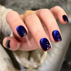 30Pcs Blue Cat eye short Press on Nails