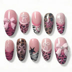 24PCS Sweet Pink French Press on Nails
