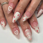 24PCS Sweet Pink French Press on Nails