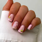 24Pcs Short French Press On Nails With Ocean element