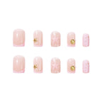 24Pcs Short French Press On Nails With Ocean element