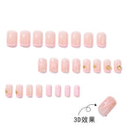 24Pcs Short French Press On Nails With Ocean element