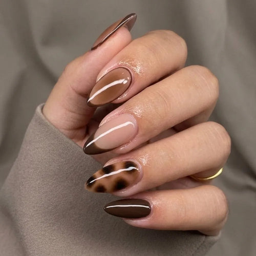 24pcs Nude Almond False Nails