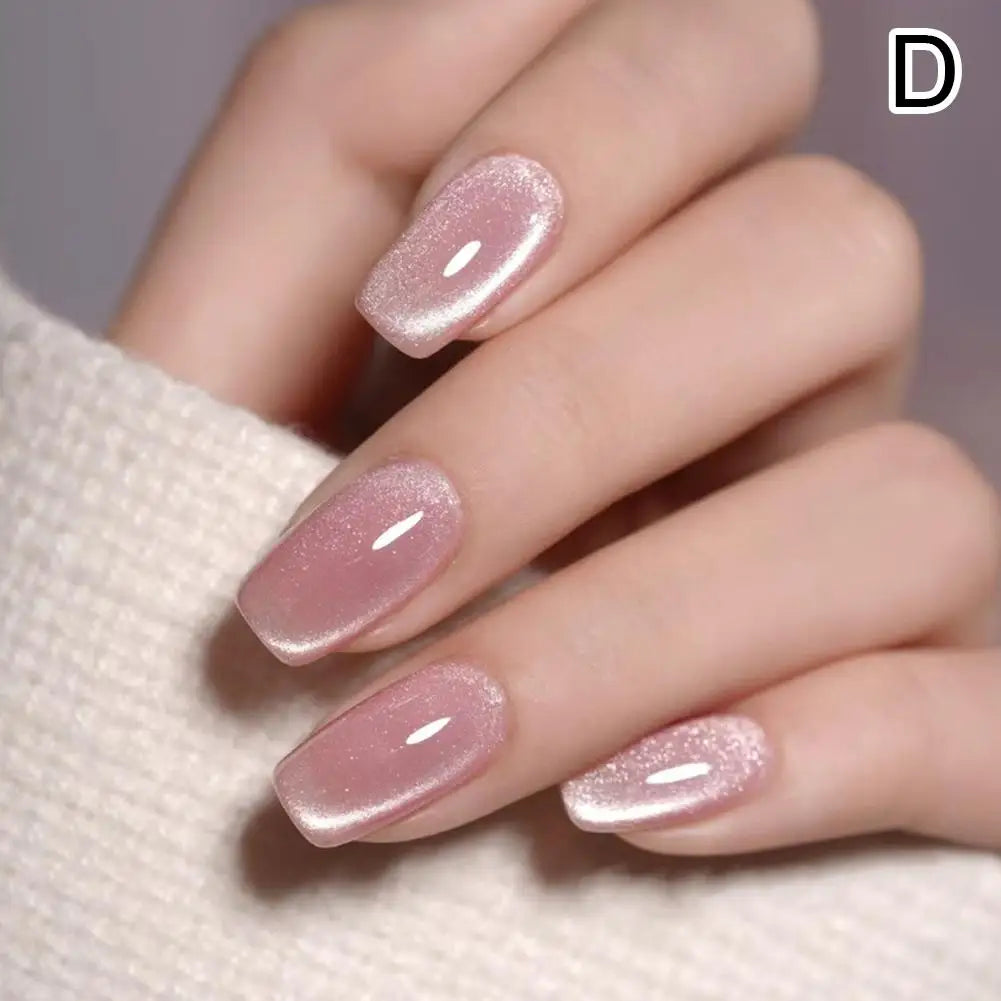 24PCS Cat Eye Short Reusable Press On Nail
