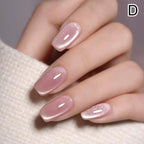 24PCS Cat Eye Short Reusable Press On Nail