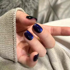 30Pcs Blue Cat eye short Press on Nails
