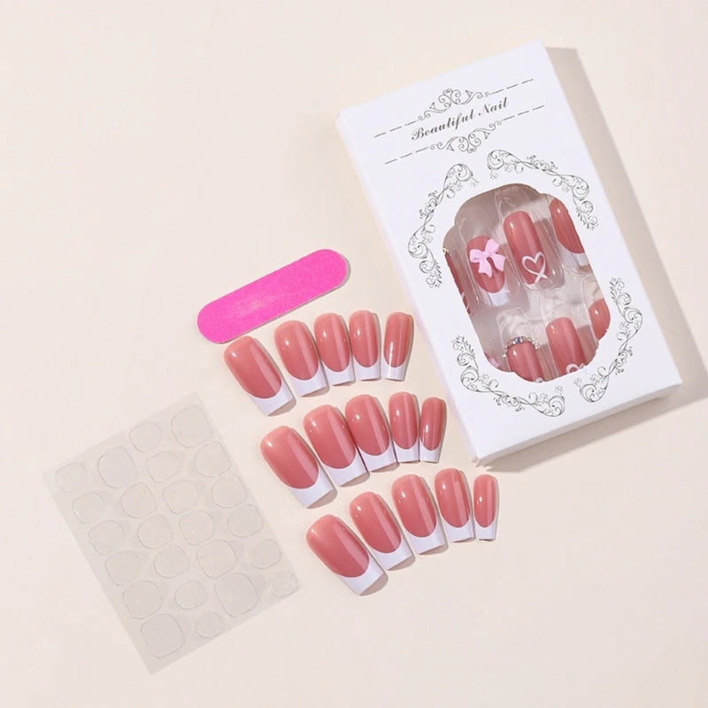 Chic Bows Tie Adorned Press On Nails