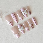 24PCS Sweet Pink French Press on Nails
