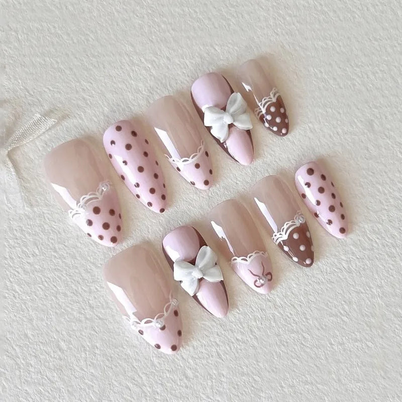 24PCS Sweet Pink French Press on Nails