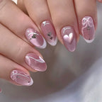 24Pcs Pink Cat's Eye Press on Nails