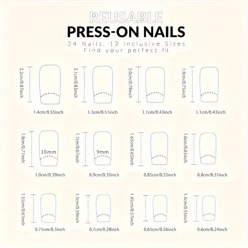 24pcs French Tip Press-On Nails Set