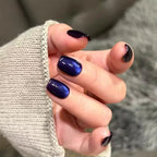 30Pcs Blue Cat eye short Press on Nails